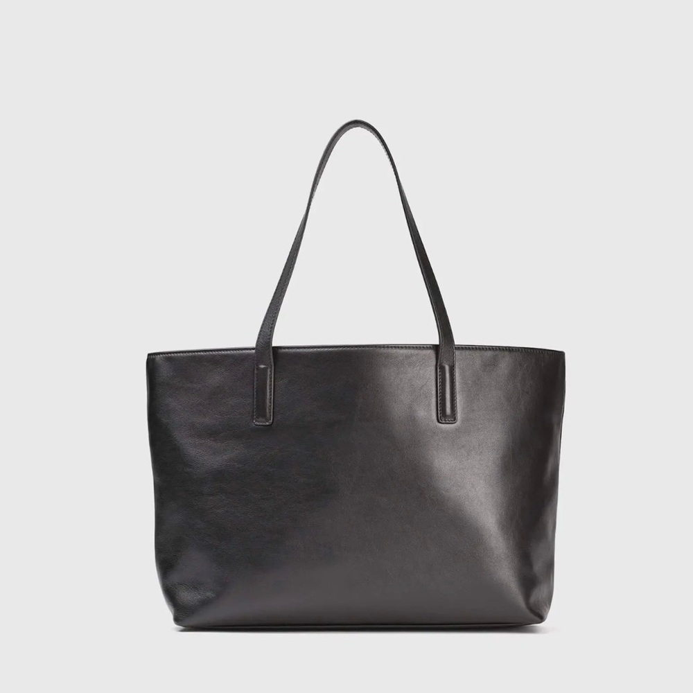 Quince Black Leather Tote Bag